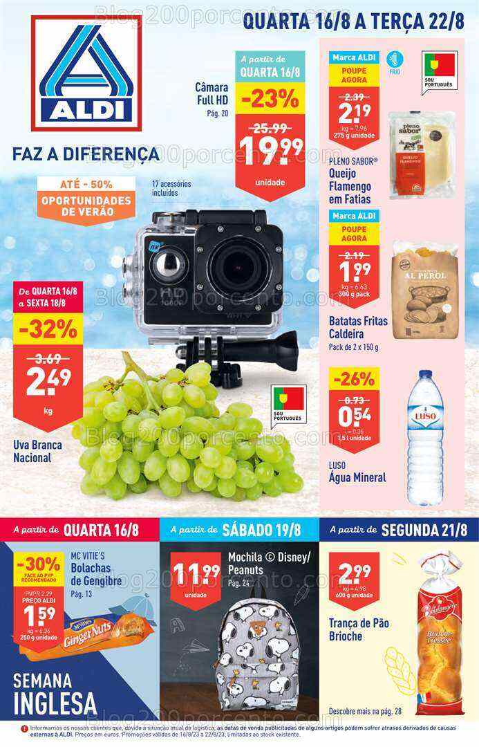 Antevisão Folheto ALDI Promoções de 16 a 22 agosto