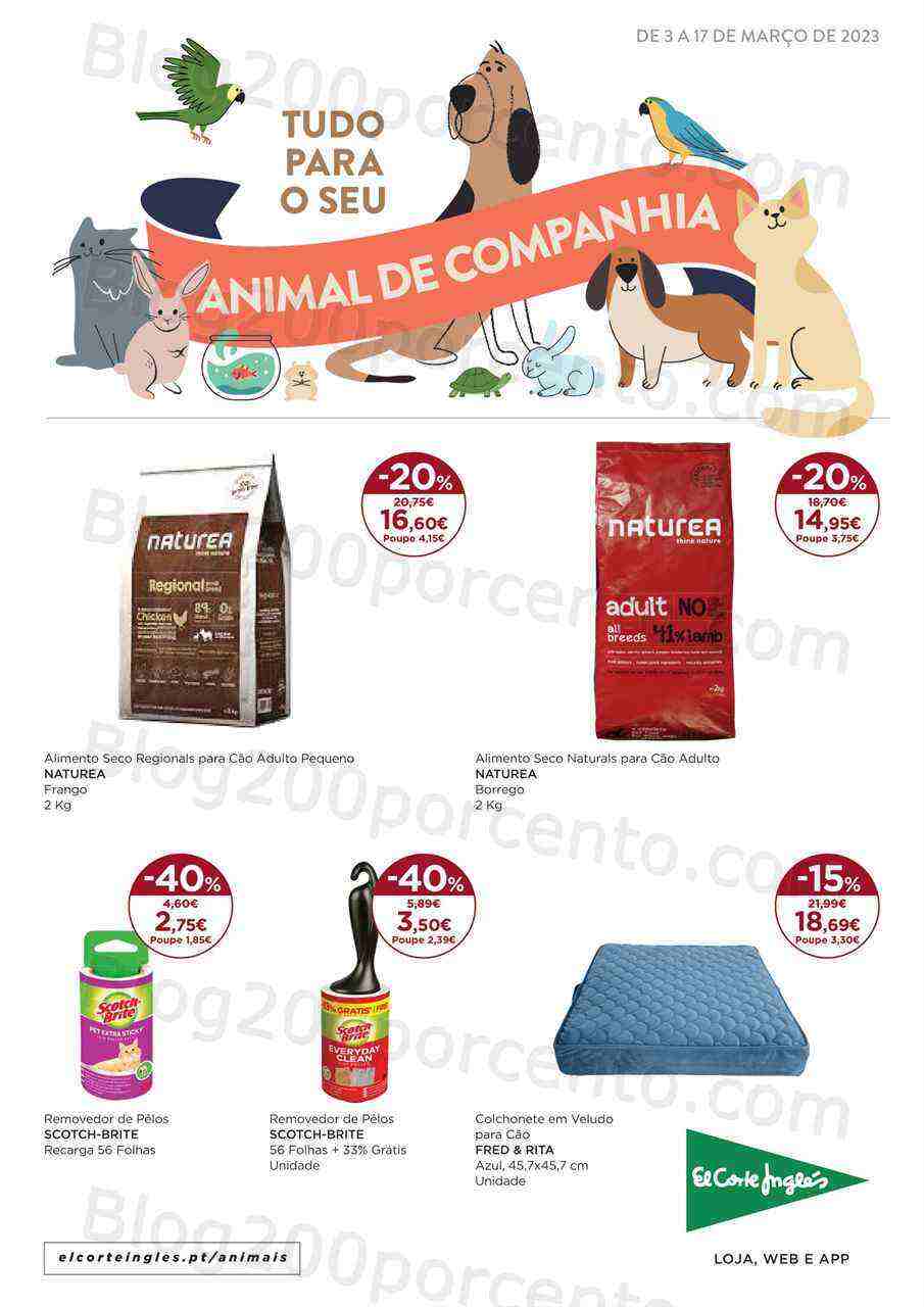 Antevisão Folheto EL CORTE INGLÉS Especial Pets Promoções de 3 a 17 março