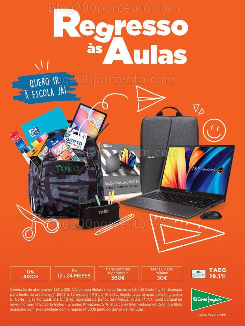 Antevisão Folheto EL CORTE INGLÉS Regresso às Aulas Promoções até 19 de setembro