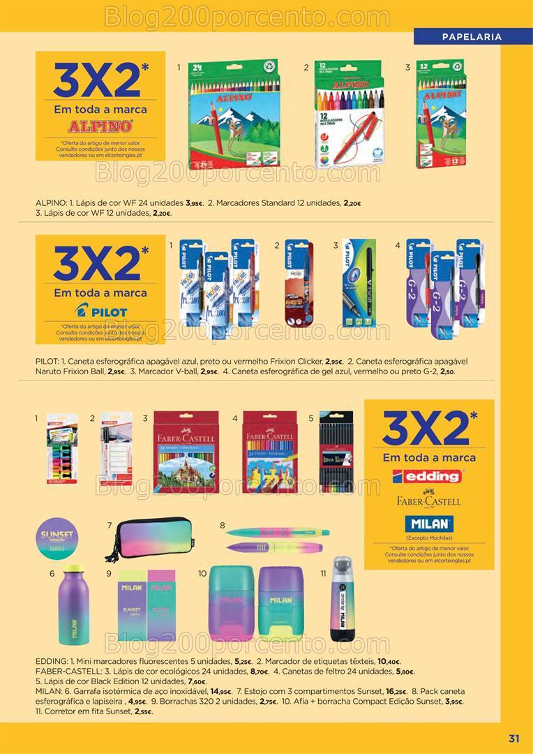 Antevisão Folheto EL CORTE INGLÉS Regresso às Aulas Promoções até 19 de setembro