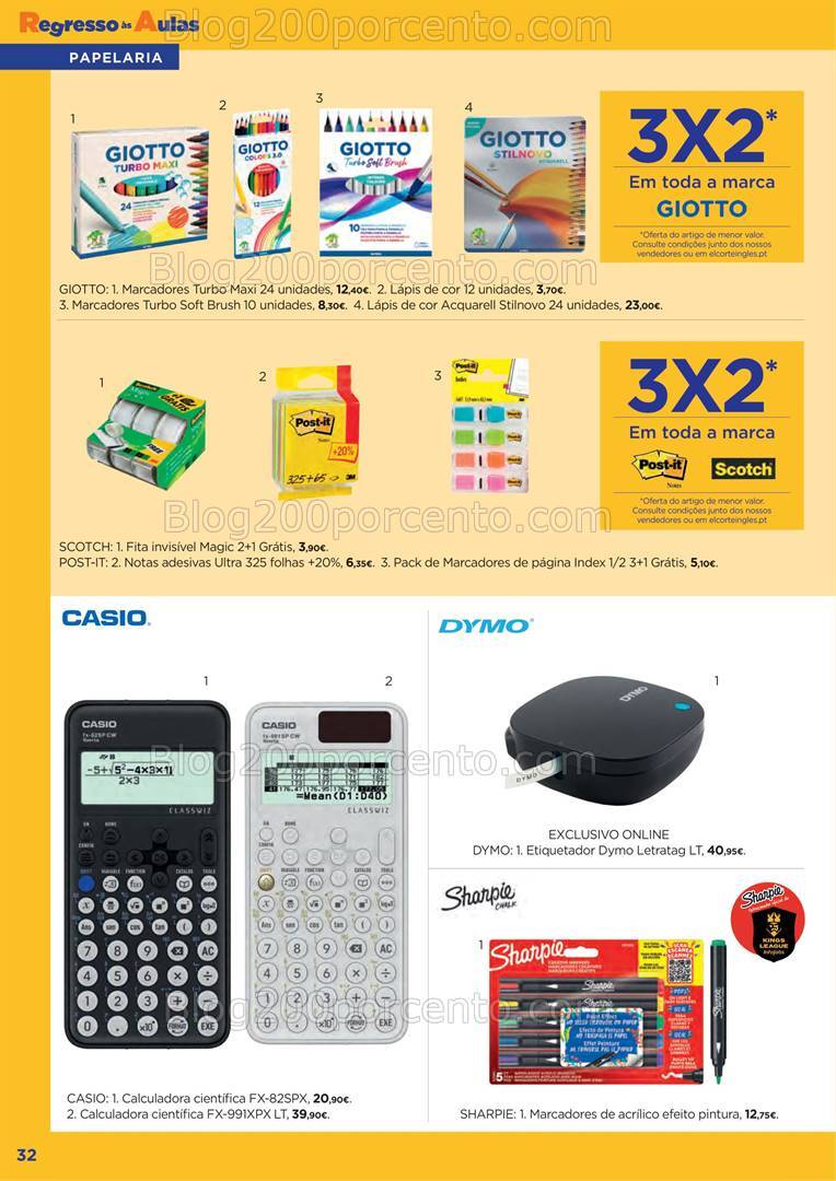 Antevisão Folheto EL CORTE INGLÉS Regresso às Aulas Promoções até 19 de setembro