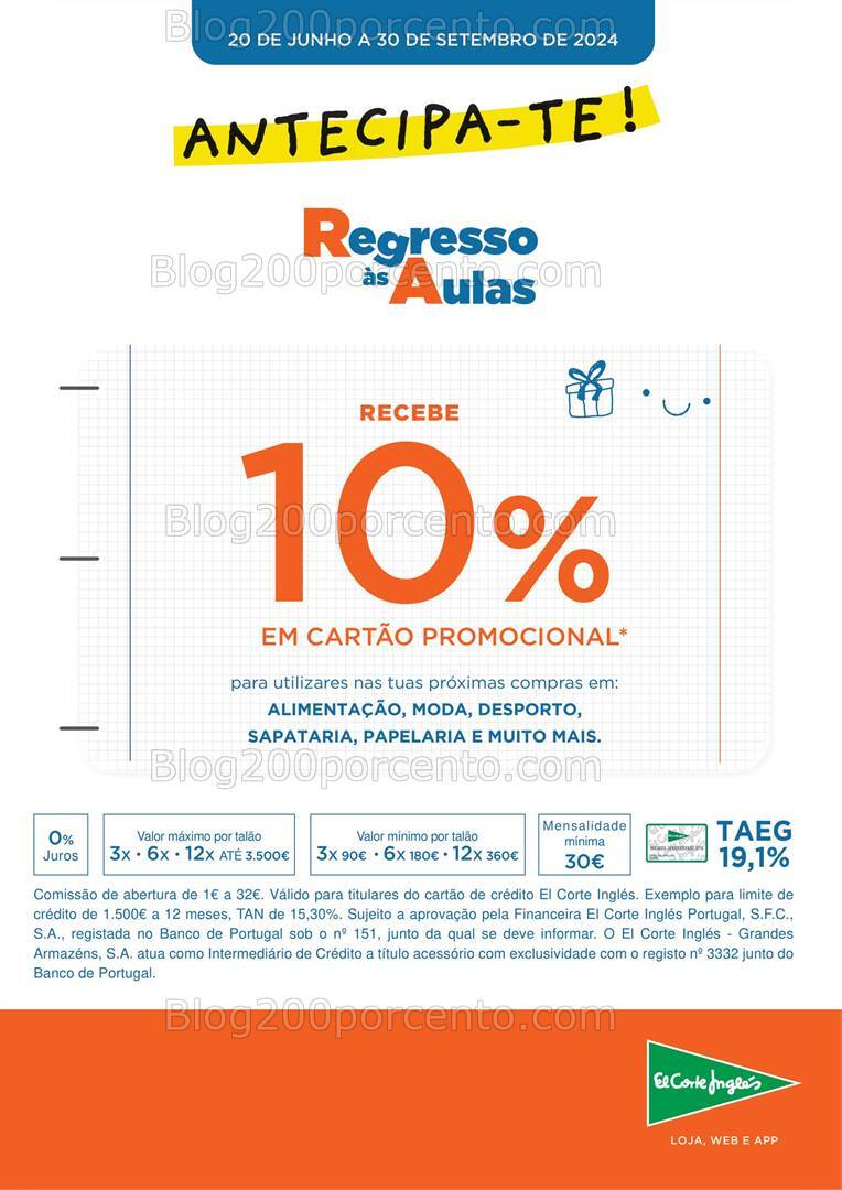 Antevisão Folheto EL CORTE INGLÉS Regresso às Aulas Promoções até 19 de setembro