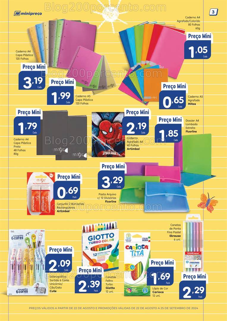 Antevisão Folheto MINIPREÇO Regresso às Aulas Promoções de 22 agosto a 25 setembro
