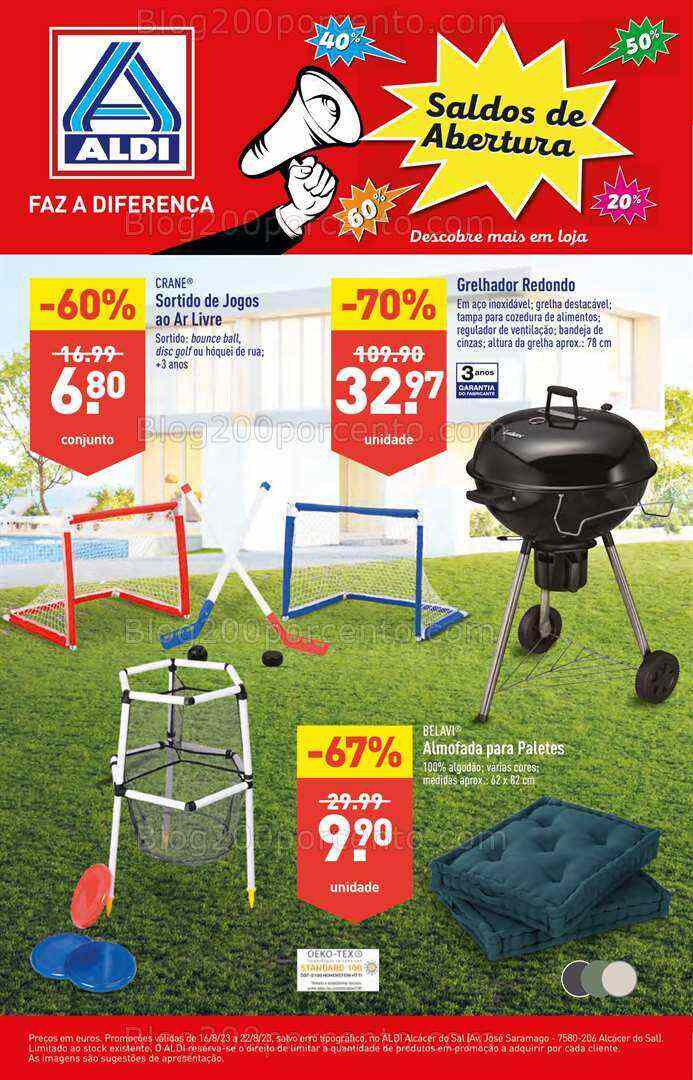 Antevisão Folheto ALDI Saldos de Abertura Promoções de 16 a 22 agosto