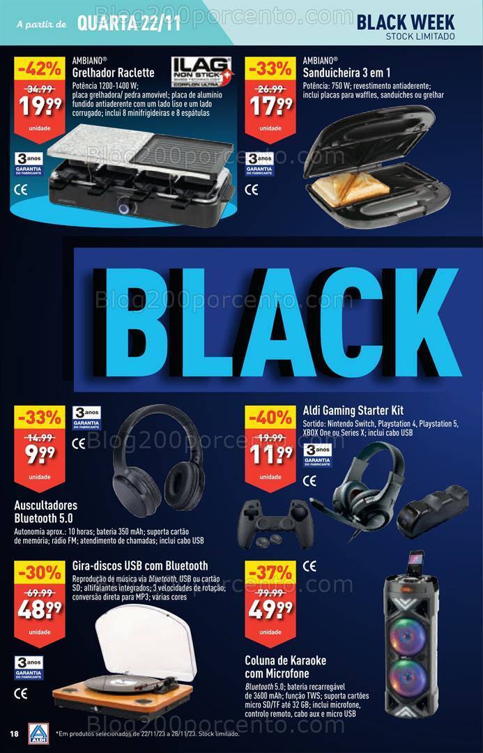 Antevisão Folheto ALDI Especial Black Week Promoções de 22 a 28 novembro