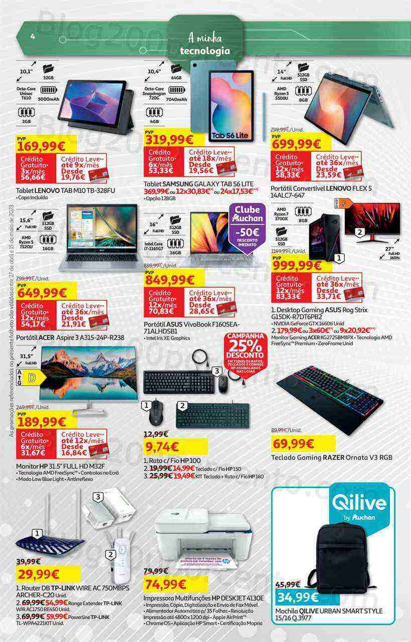 Antevisão Folheto AUCHAN Tecnologia Promoções de 27 abril a 15 maio