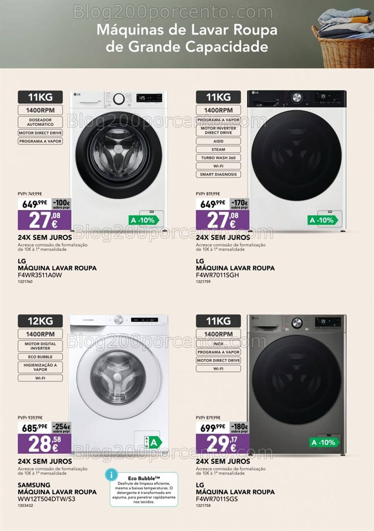 Antevisão Folheto RADIO POPULAR Especial Máquinas Lavar Promoções de 17 a 24 abril