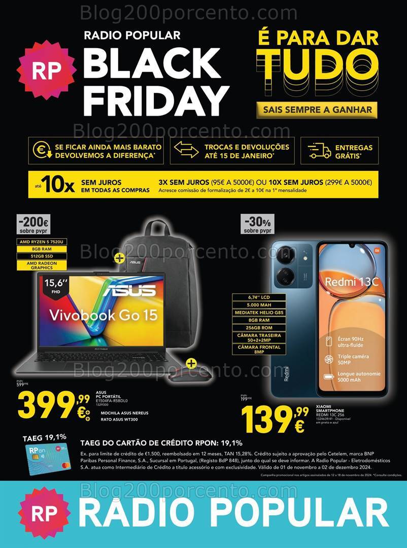 Antevisão Folheto RADIO POPULAR Black Friday Promoções de 12 a 18 novembro