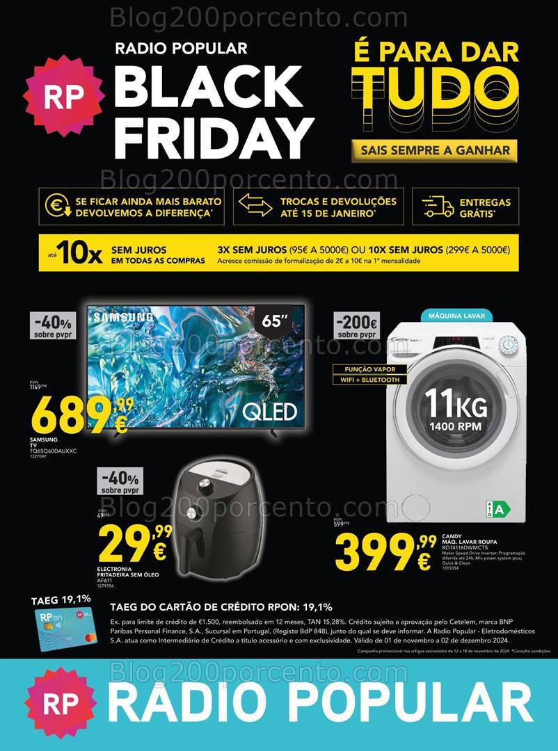 Antevisão Folheto RADIO POPULAR Black Friday Promoções de 12 a 18 novembro