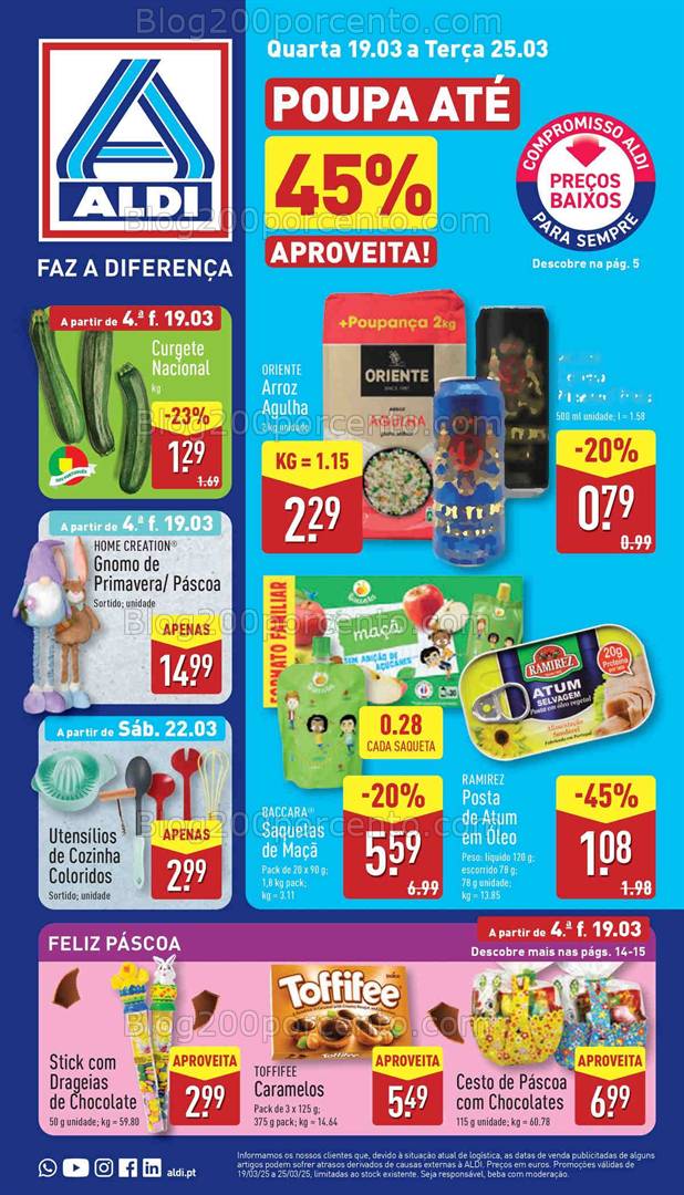 Antevisão Folheto ALDI Promoções de 19 a 25 março