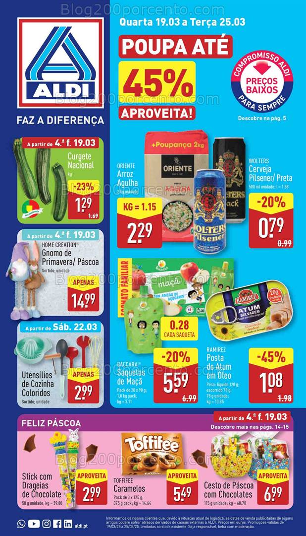 Antevisão Folheto ALDI Promoções de 19 a 25 março
