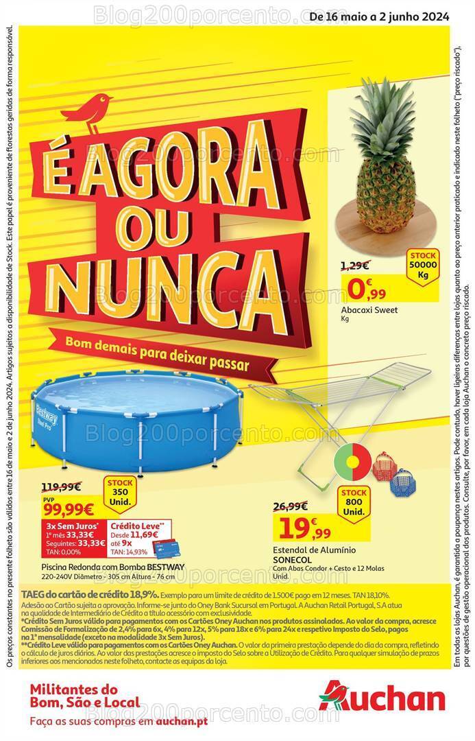Antevisão Folheto AUCHAN Agora ou Nunca Promoções de 16 maio a 2 junho