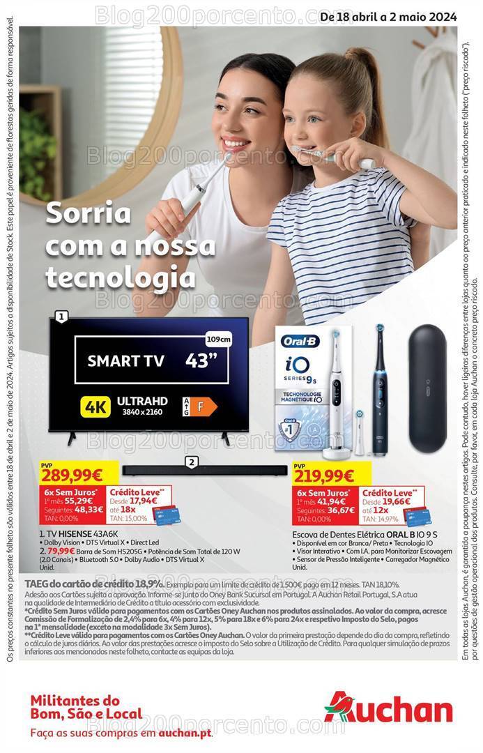 Antevisão Folheto AUCHAN Tecnologia Promoções de 18 abril a 2 maio