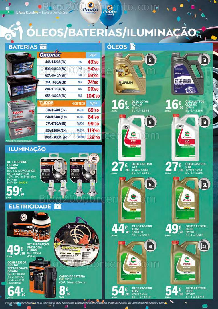 Antevisão Folheto E-LECLERC Auto Promoções de 31 julho a 29 setembro