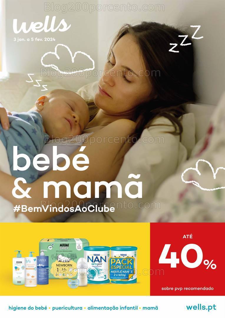Antevisão Folheto WELLS Bebé e Mamã Promoções de 3 janeiro a 5 fevereiro
