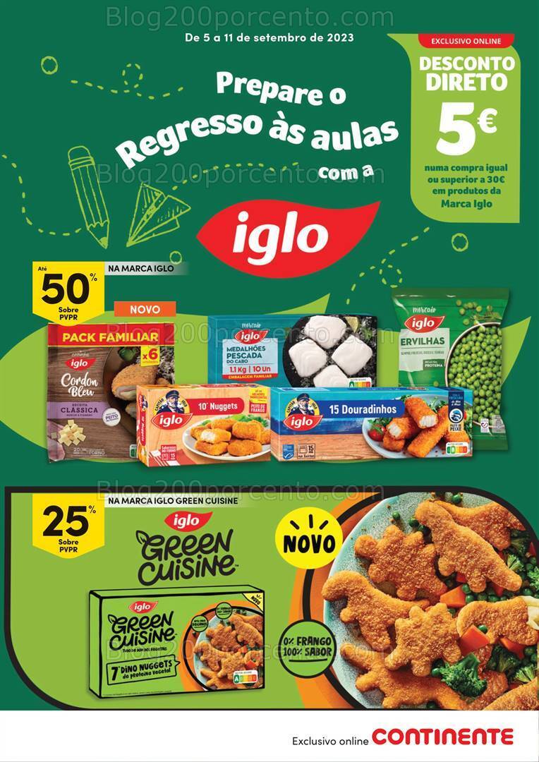 Antevisão Folheto CONTINENTE Especial Iglo Promoções de 5 a 11 setembro
