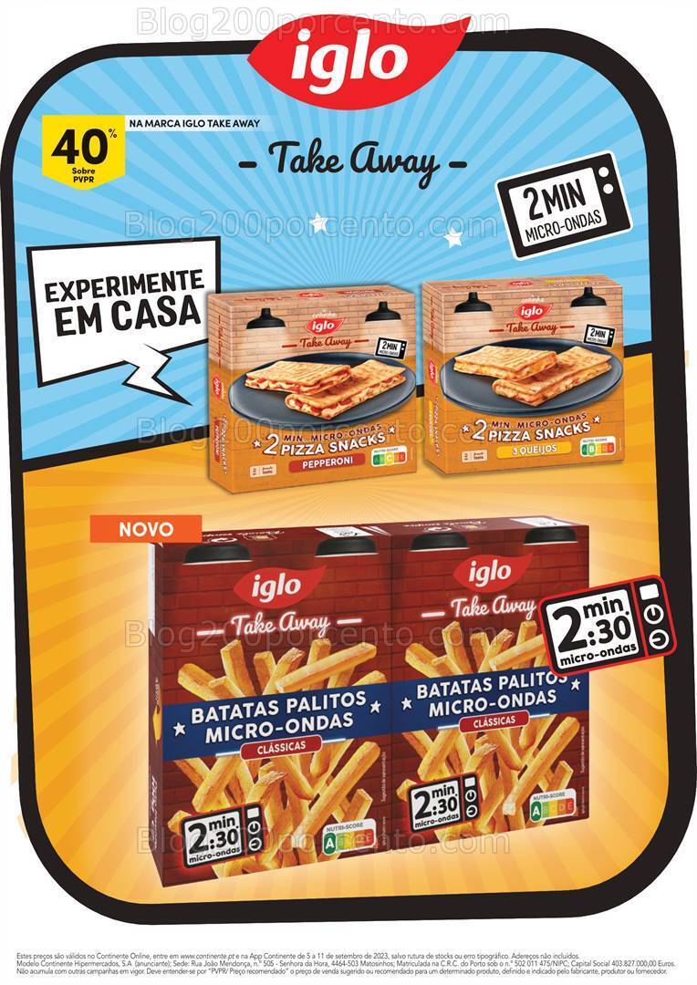 Antevisão Folheto CONTINENTE Especial Iglo Promoções de 5 a 11 setembro