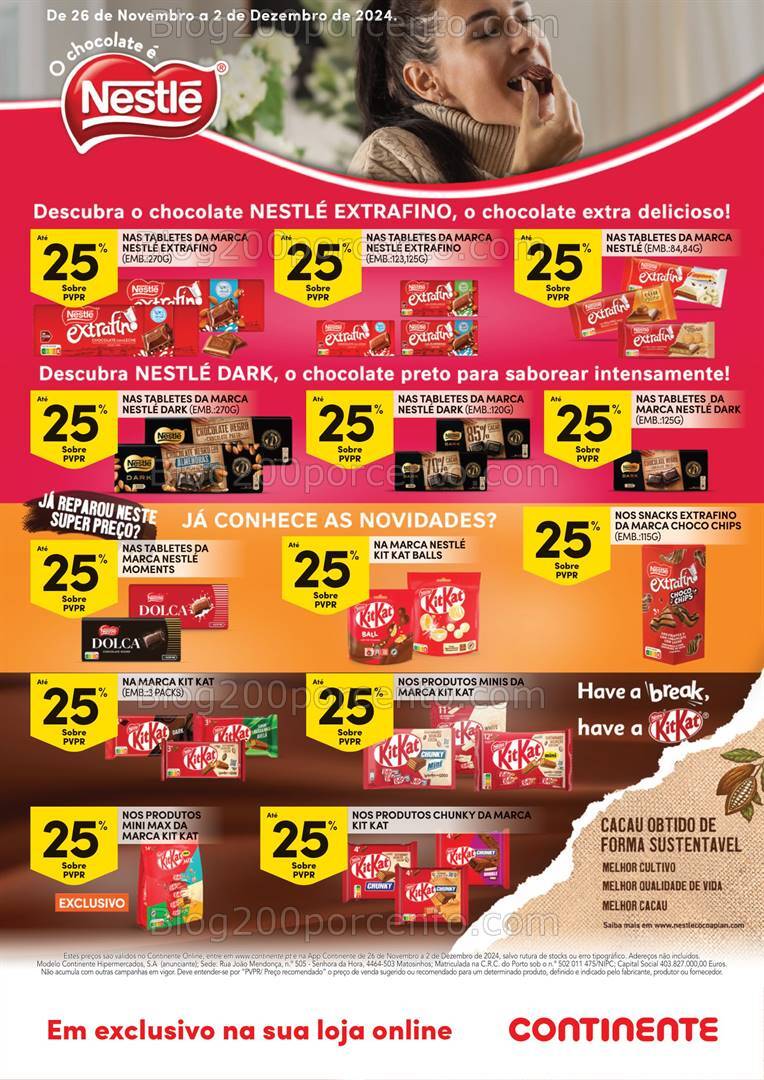 Antevisão Folheto CONTINENTE Chocolates Promoções de 26 novembro a 2 dezembro