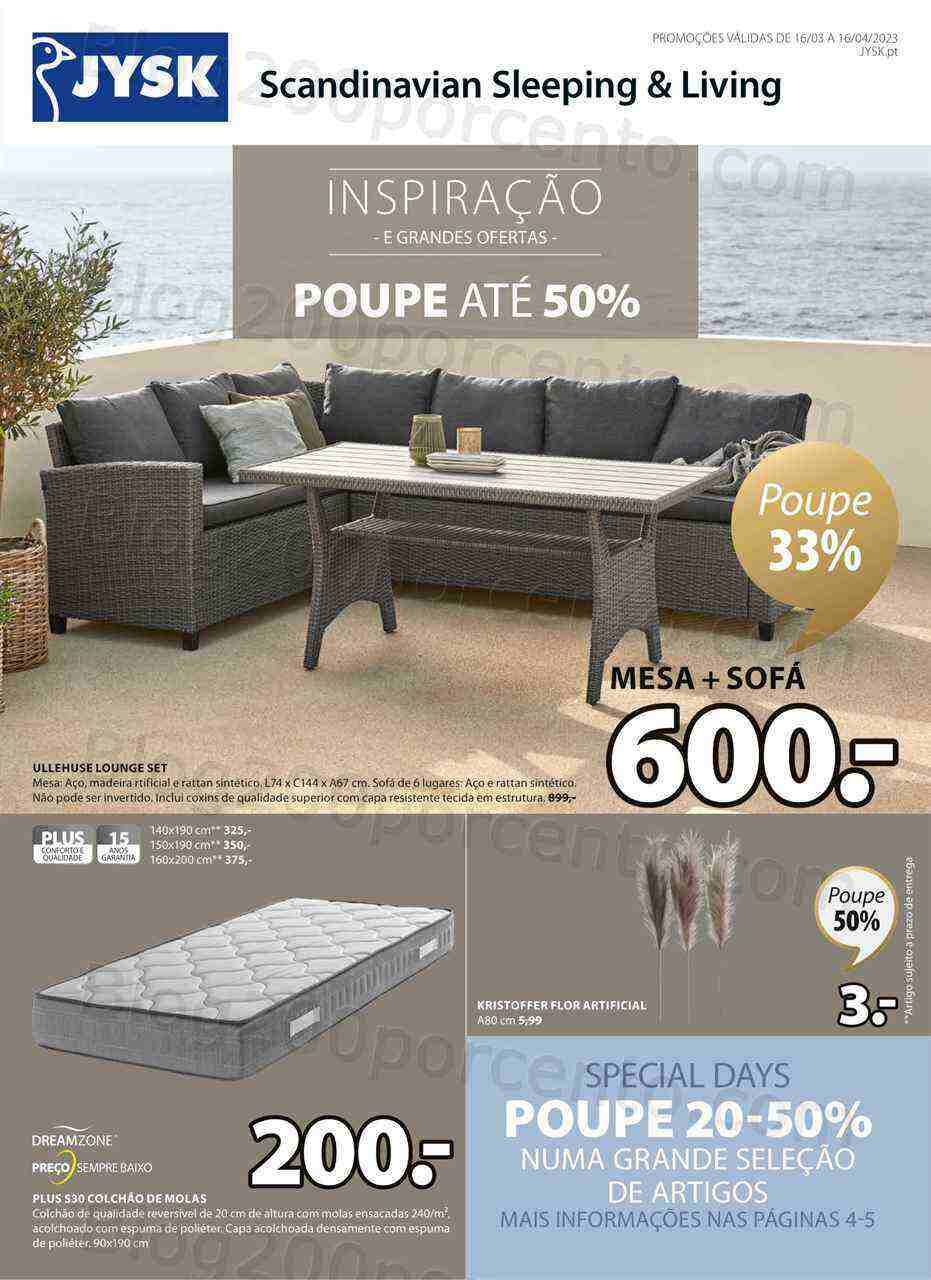 Antevisão Folheto JYSK Promoções de 16 março a 16 abril