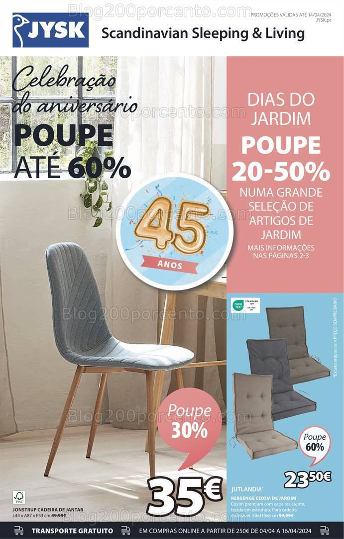 Antevisão Folheto JYSK Promoções de 4 a 14 abril