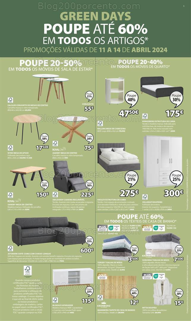 Antevisão Folheto JYSK Extra Promoções de 11 a 14 abril