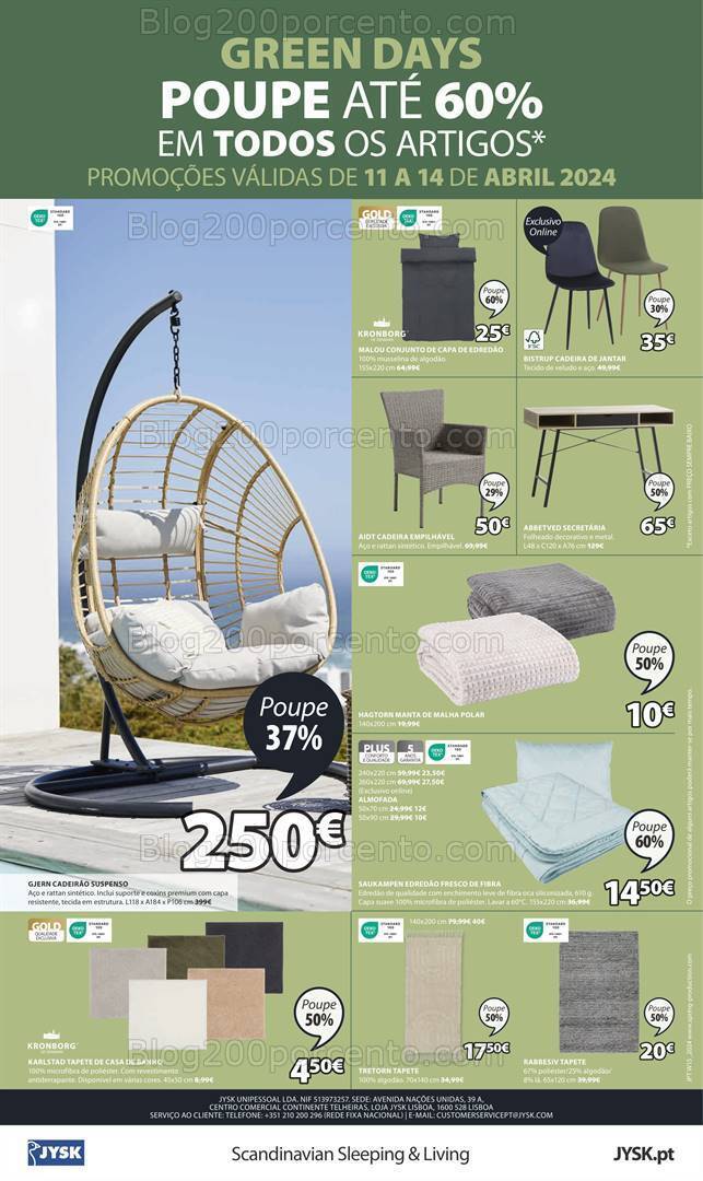 Antevisão Folheto JYSK Extra Promoções de 11 a 14 abril