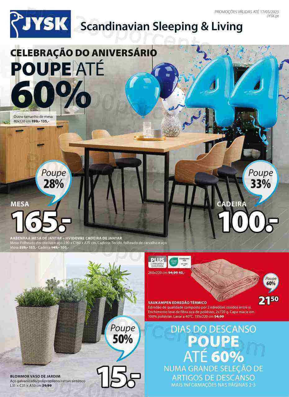 Antevisão Folheto JYSK Promoções de 20 abril a 17 maio