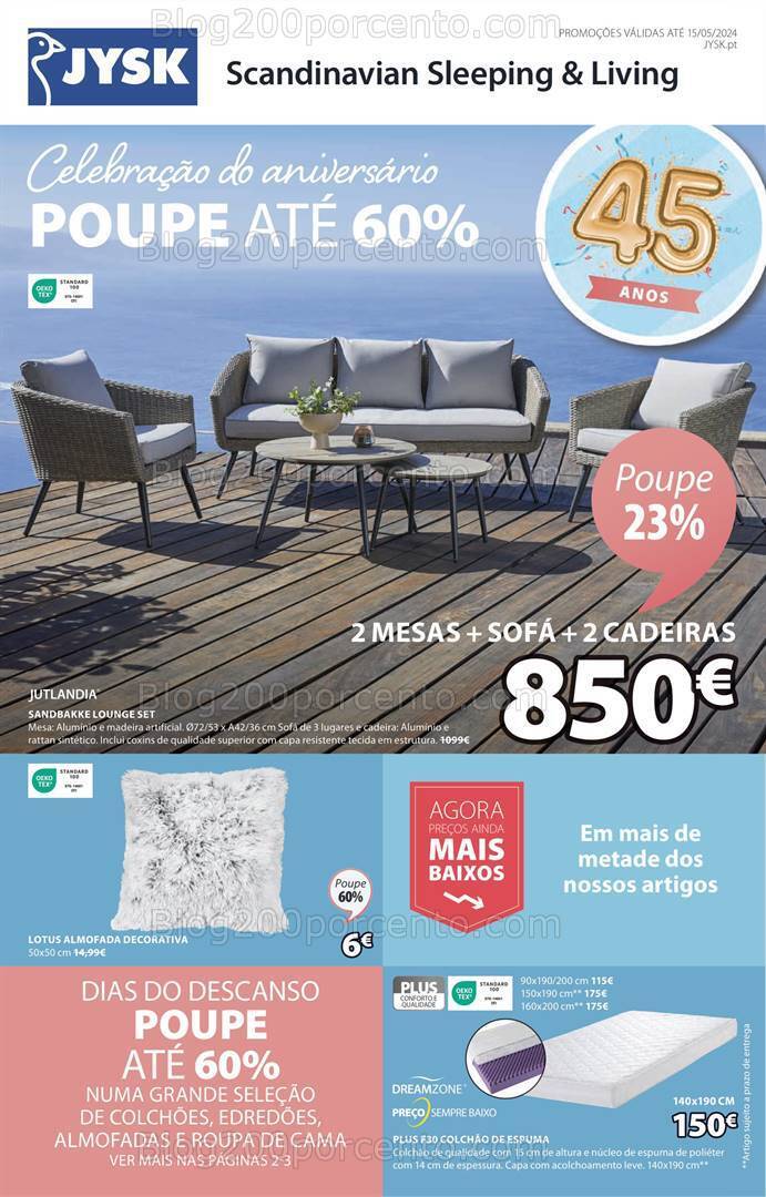 Antevisão Folheto JYSK Aniversário Promoções de 11 abril a 15 maio
