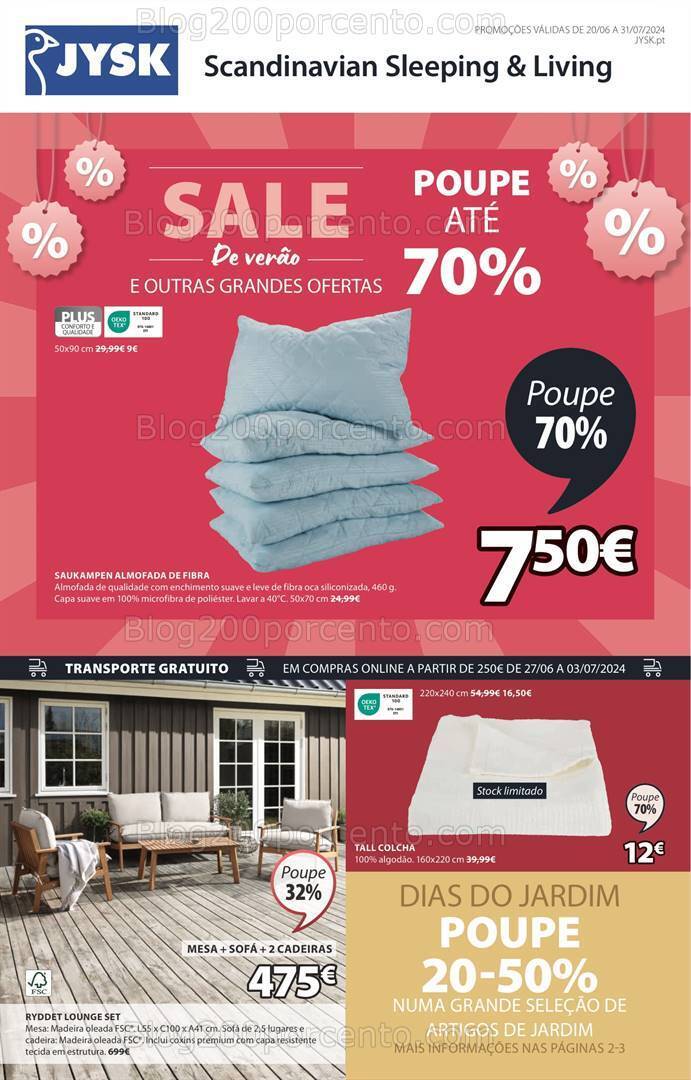 Antevisão Folheto JYSK Saldos de Verão Promoções até 20 junho a 31 julho
