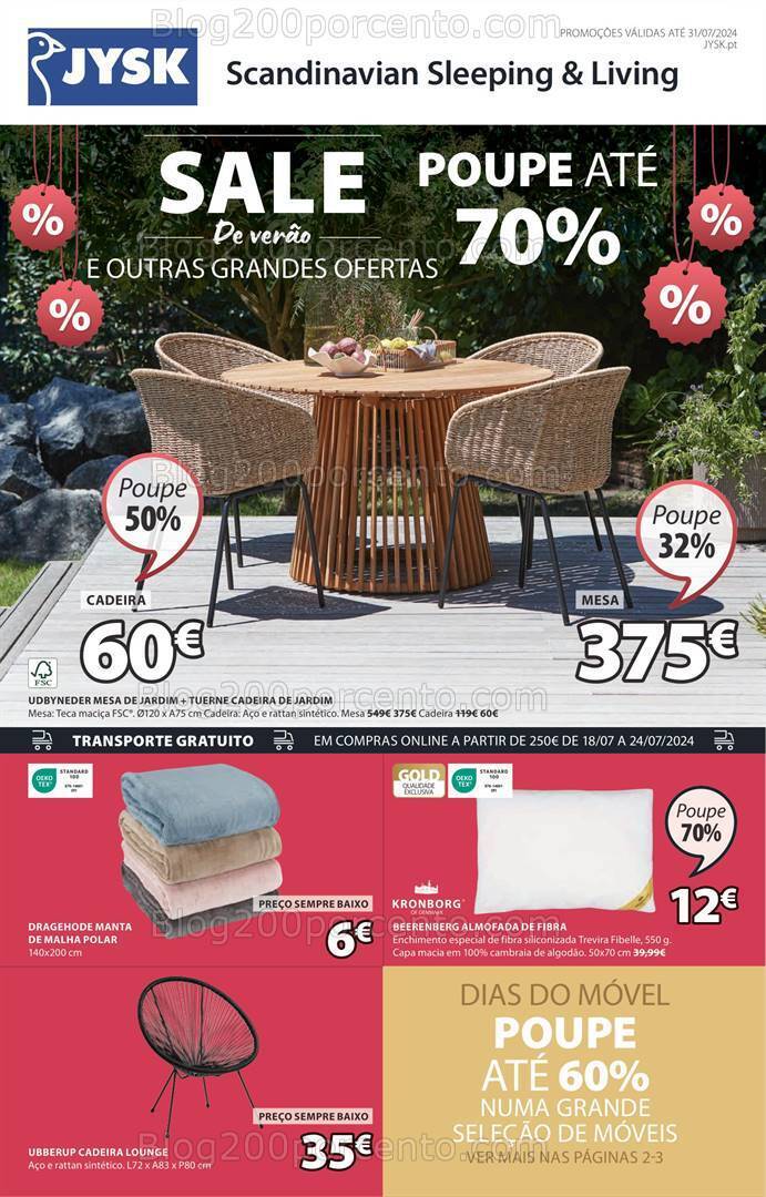 Antevisão Folheto JYSK Saldos de Verão Promoções até 31 julho