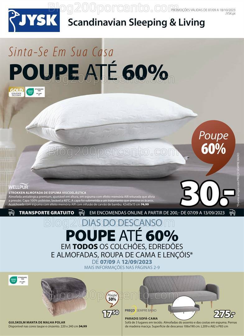 Antevisão Folheto JYSK Promoções de 7 setembro a 18 outubro