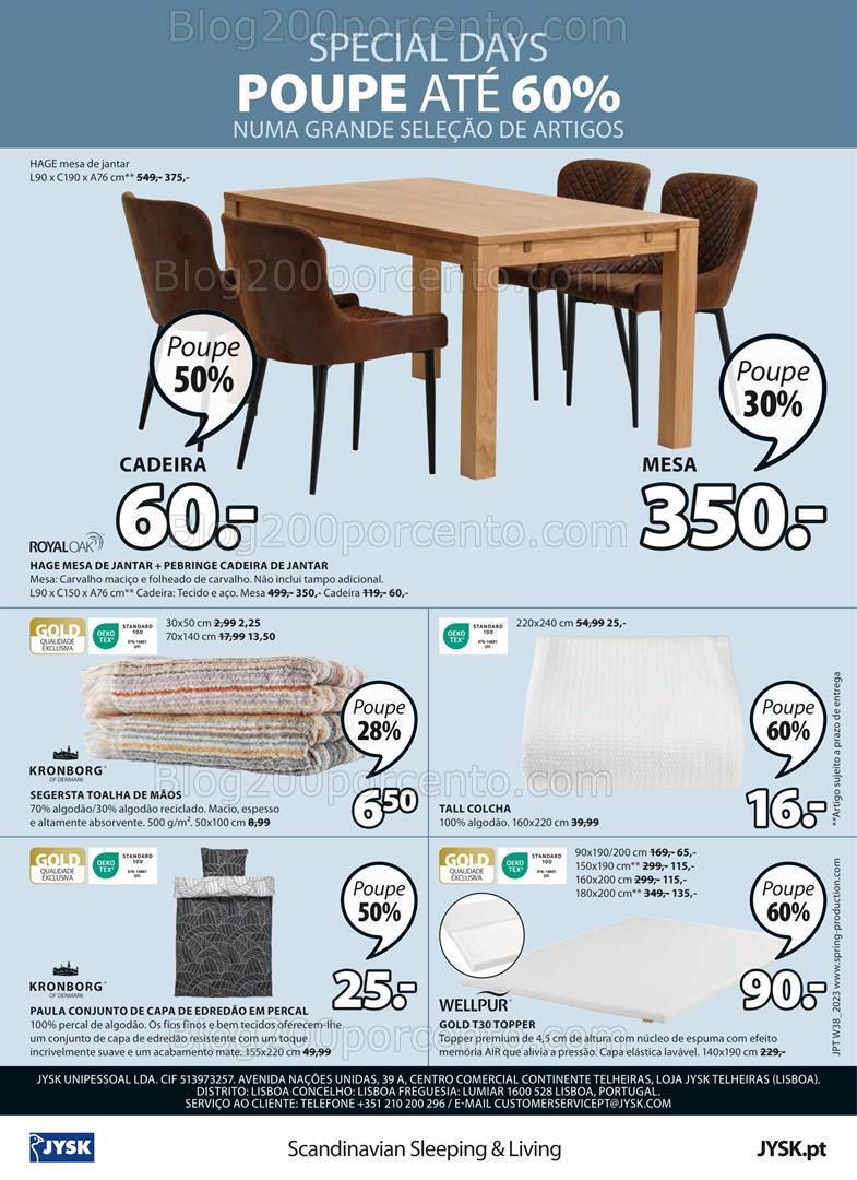 Antevisão Folheto JYSK Promoções de 21 setembro a 18 outubro