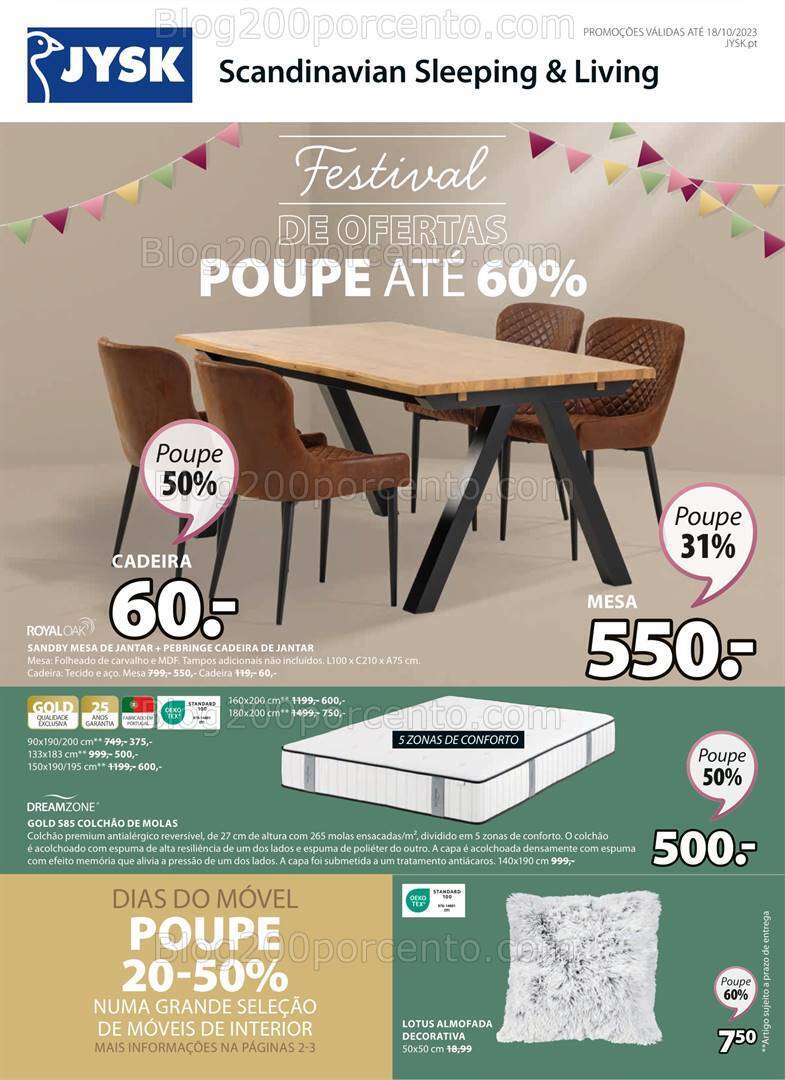 Antevisão Folheto JYSK Promoções de 28 setembro a 18 outubro
