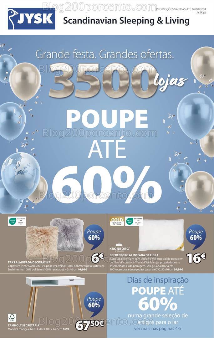 Antevisão Folheto JYSK Promoções de 26 setembro a 16 outubro