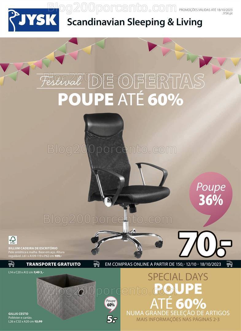 Antevisão Folheto JYSK Promoções até 18 outubro