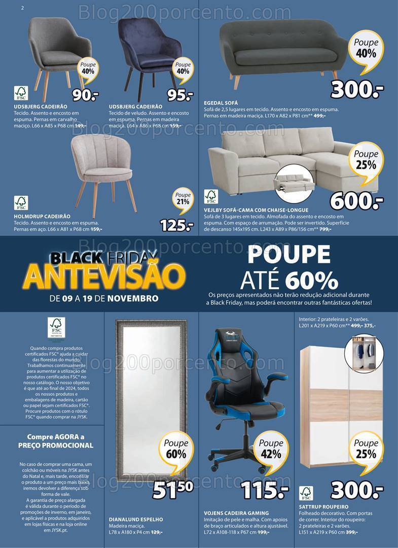 Antevisão Folheto JYSK Black Friday Promoções de 9 a 26 novembro