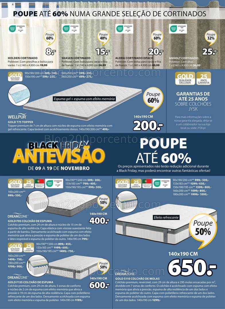 Antevisão Folheto JYSK Black Friday Promoções de 9 a 26 novembro
