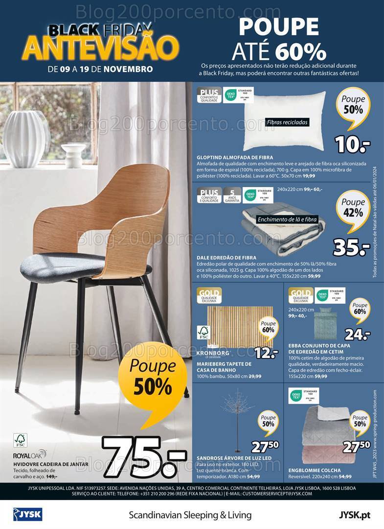 Antevisão Folheto JYSK Black Friday Promoções de 9 a 26 novembro