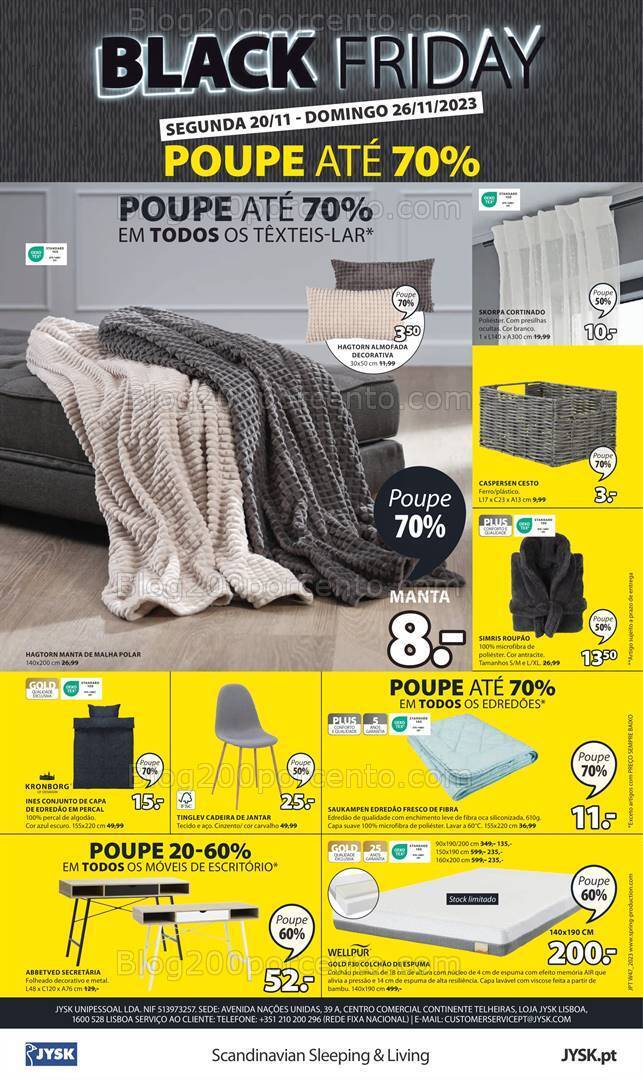 Antevisão Folheto JYSK Black Friday Promoções de 17 a 26 novembro