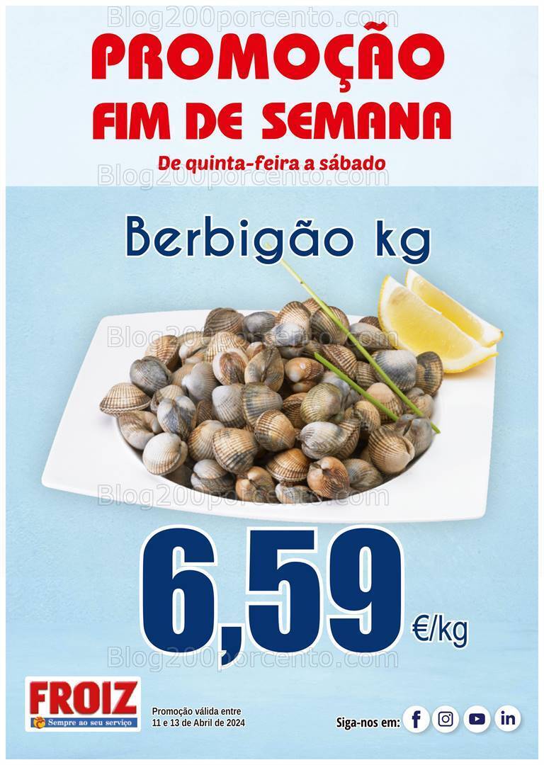 Antevisão Folheto FROIZ Promoções Fim de Semana - 11 a 13 abril