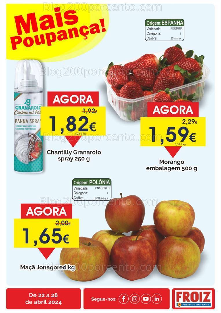Antevisão Folheto FROIZ Promoções de 22 a 28 abril