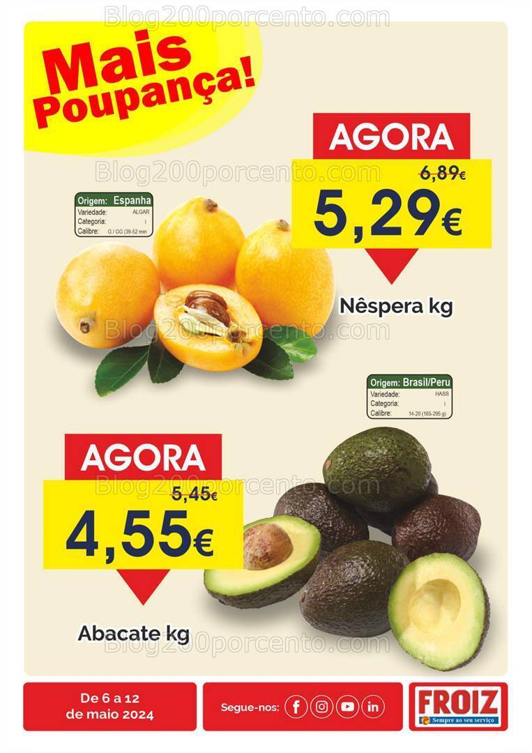 Antevisão Folheto FROIZ Promoções de 6 a 12 maio