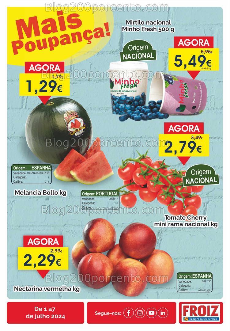 Antevisão Folheto FROIZ Promoções de 1 a 7 julho