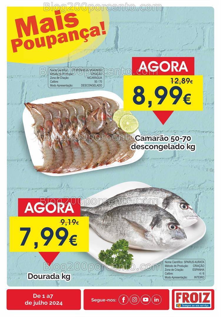 Antevisão Folheto FROIZ Promoções de 1 a 7 julho