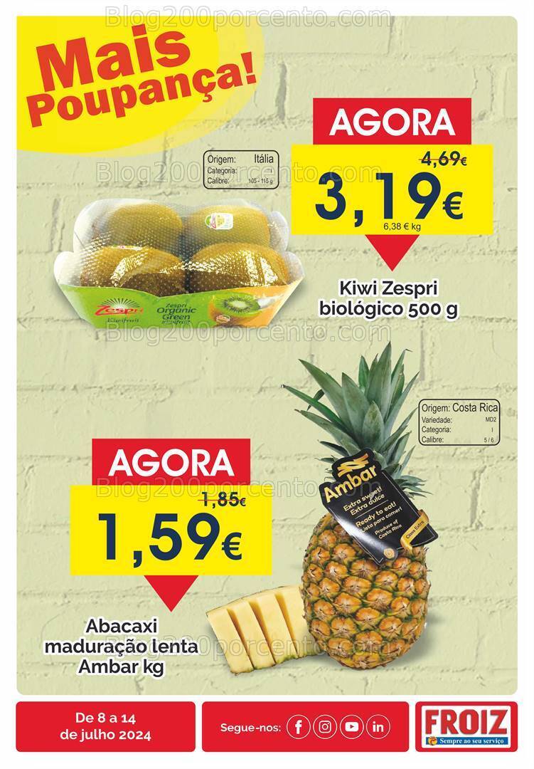 Antevisão Folheto FROIZ Promoções de 8 a 14 julho