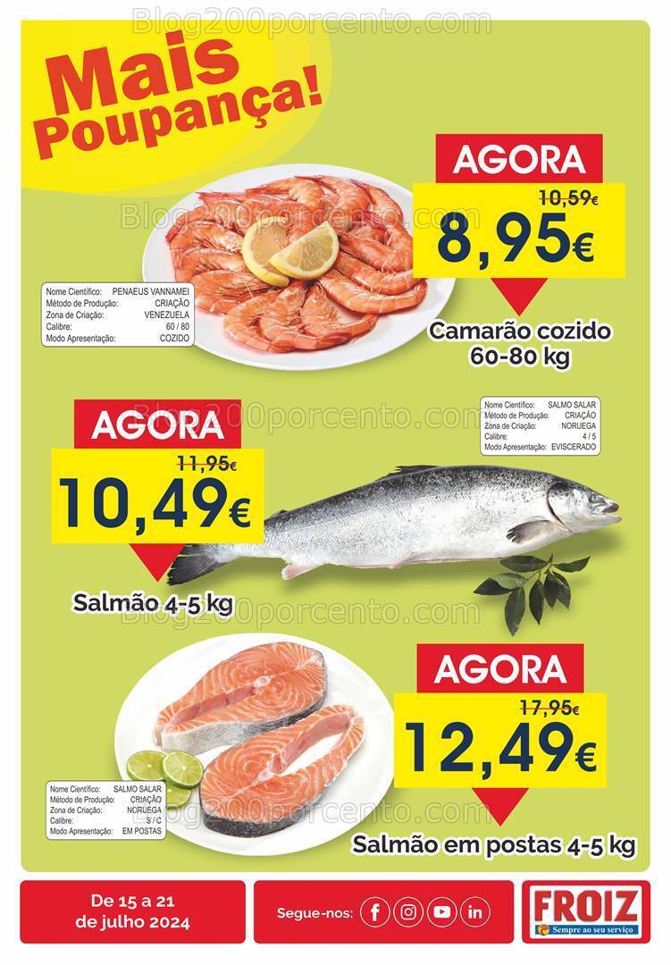 Antevisão Folheto FROIZ Promoções de 15 a 21 julho
