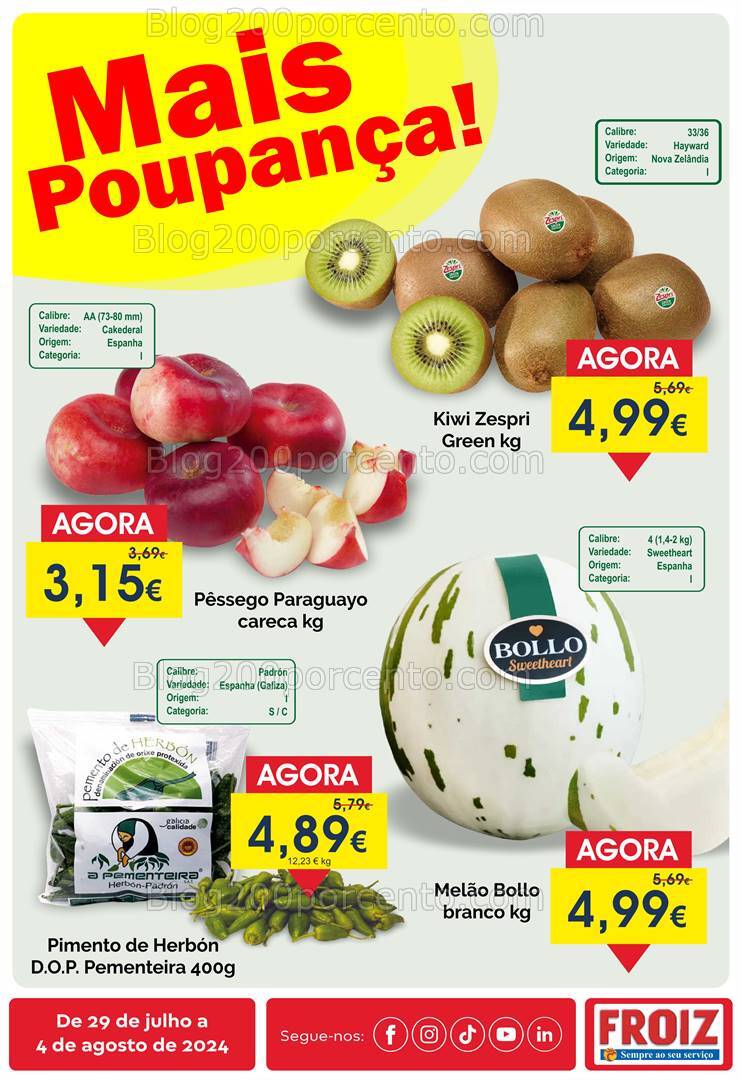 Antevisão Folheto FROIZ Promoções de 29 julho a 4 agosto