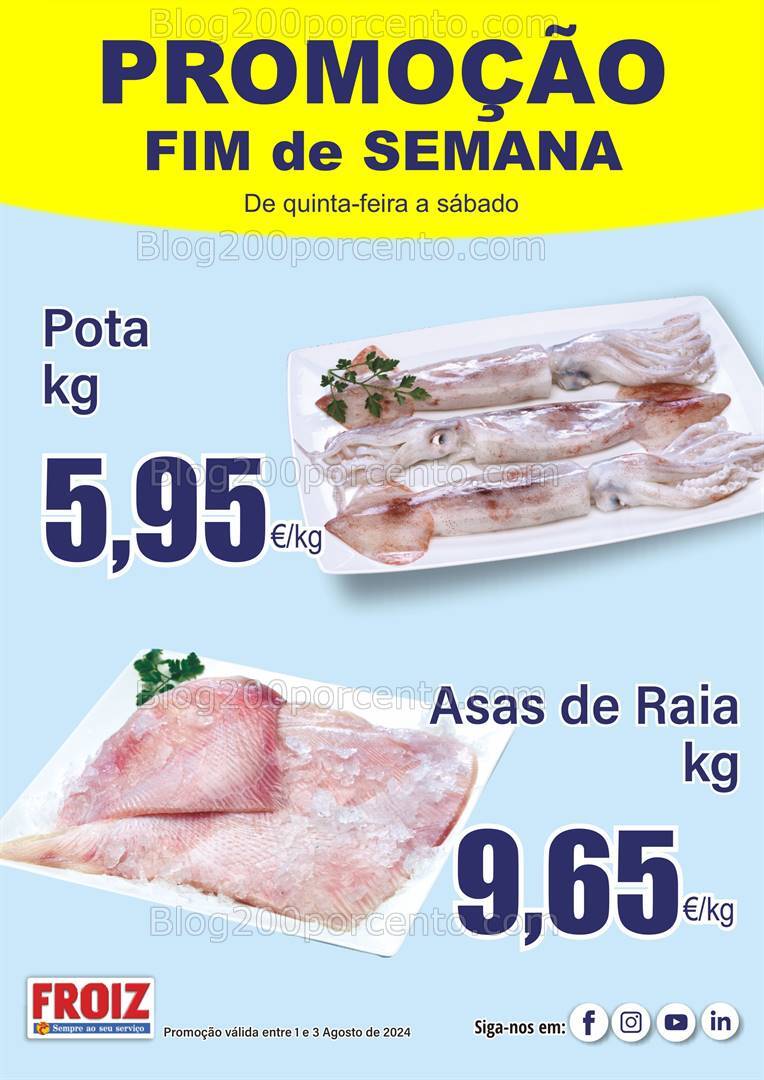 Antevisão Folheto FROIZ Promoções Fim de Semana - 1 a 3 agosto