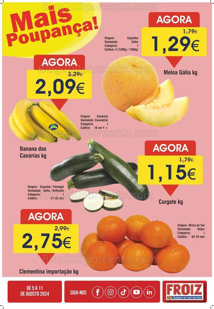Antevisão Folheto FROIZ Promoções de 5 a 11 agsoto