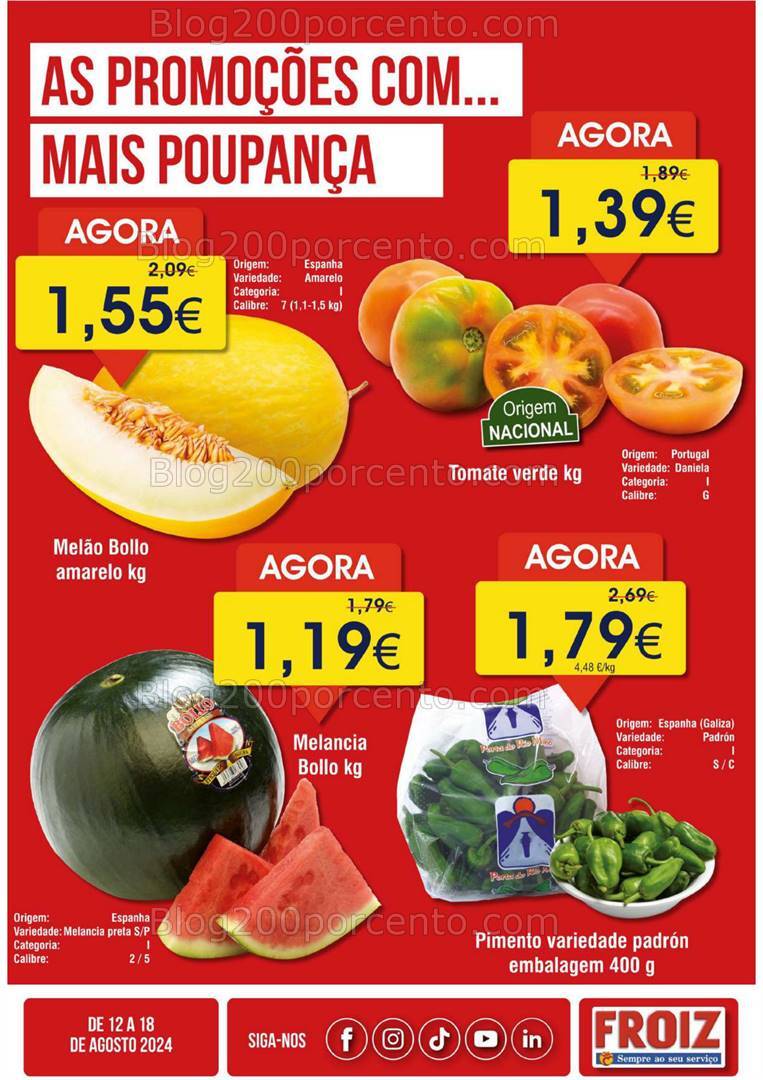 Antevisão Folheto FROIZ Promoções de 12 a 18 agosto